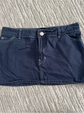 Navy Mini Skirt with Contrast Stitching